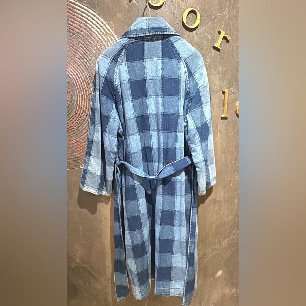 Baum und Pferdgarten blue cotton Coat Worn Indigo Plaid Check Belted EU 34 NWT - Picture 8 of 8
